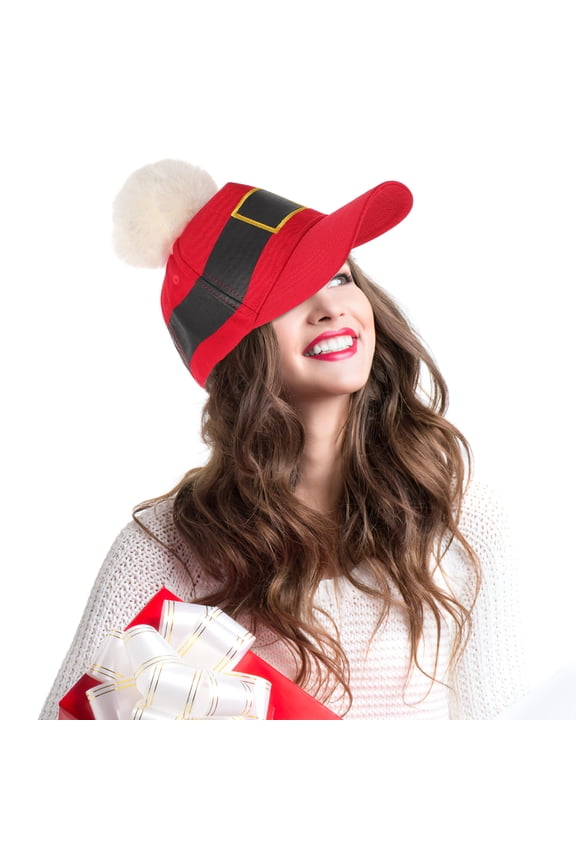 Red Fuzzy Baseball Cap Adjustable Comfortable Fit for Women Men Girls Boys Holiday