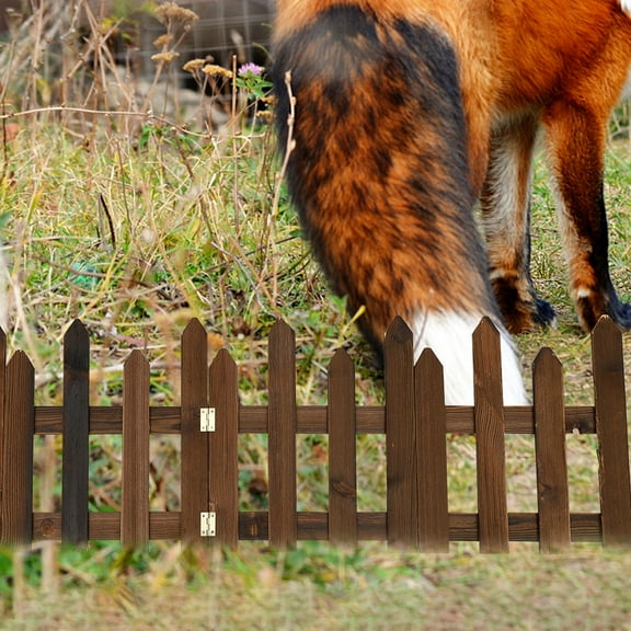 Homoyoyo Easy-Assemble Wooden Garden Fence in Coffee Color for Yard Decoration and Outdoor Landscaping, and Stylish