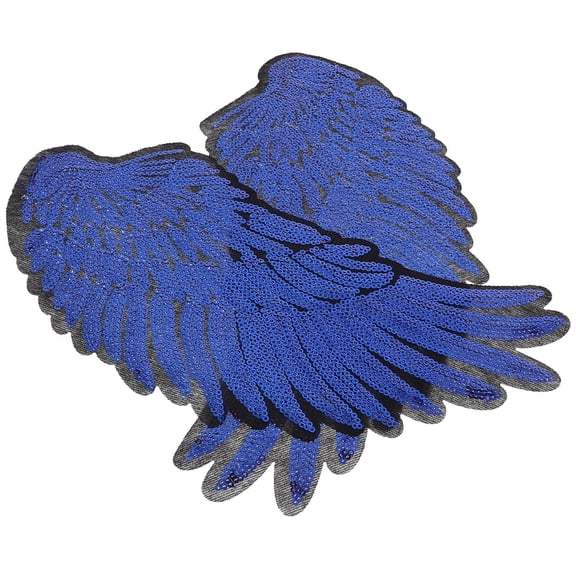 Homoyoyo 1 Pair Decorative Sewing Patches Wings Blue Sequin Repair Bags Fashion Design