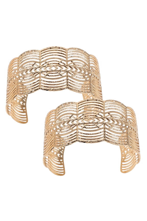 1 Pair Elegant Hollow Lace Bangle Bracelet Flexible Fit Wrist Accessory