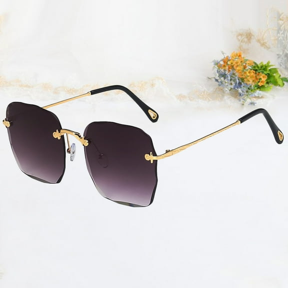 Homoyoyo Women's Oversized Rimless Rectangular Sunglasses with Comfortable Nose Pads, Grey UV for Outdoor Use