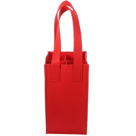 Homoyoyo 1Pc Red Felt Wine Bag with Divider for Wine Bottle Storage and Carry