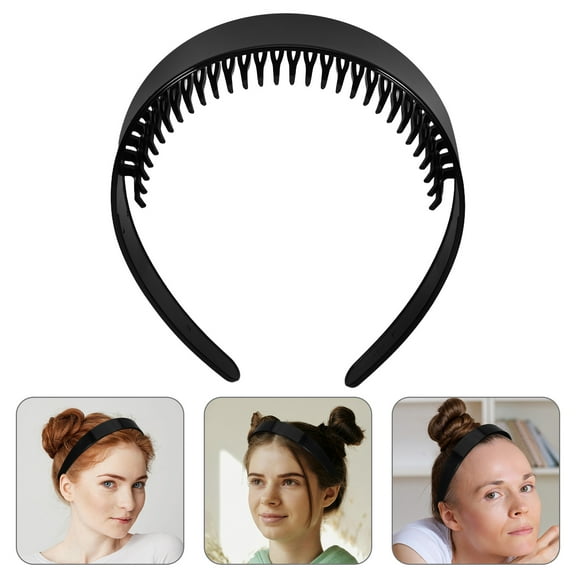 Homoyoyo Black Wide Thick Hair Headband with Toothed Design, Comfortable Plastic Hairband for Women and Girls