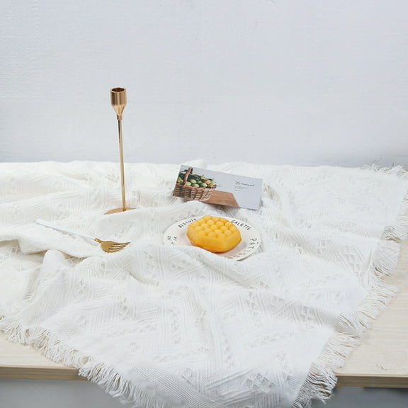 Homoyoyo Elegant White Cotton Tablecloth for Dining Table Decoration, and Easy Care, Perfect for Home and Events