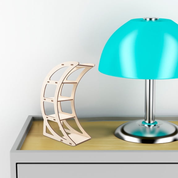 Homoyoyo Moon Shape Wooden Shelf Beige Storage Rack Organizer 11.02 x 3.54 x 3.03 Inches