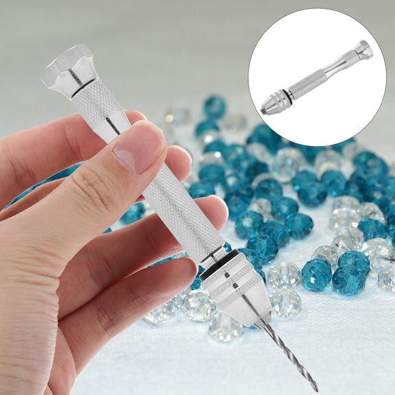 Homoyoyo Adjustable Pin Vise Hand Drill Silver Aluminum Alloy for Wood Plastic Repair