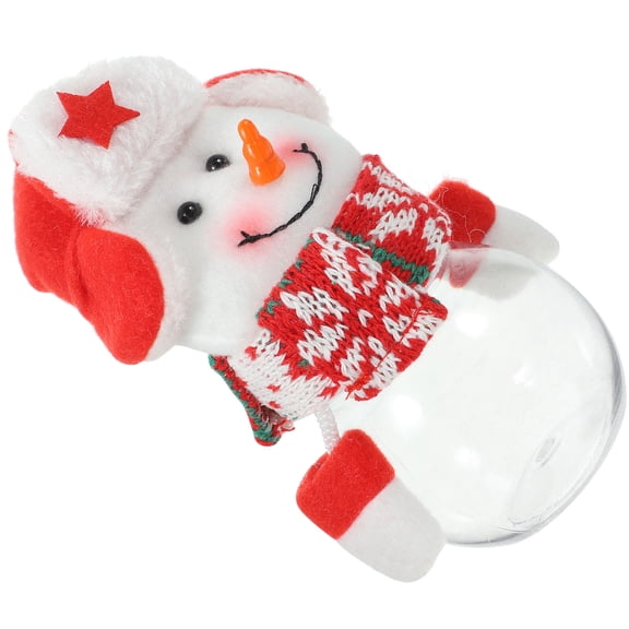 Homoyoyo Multi-Color Christmas Snowman Candy Jar with Lid, Plastic Holiday Storage Container with Cloth Cover, 1 Set for Festive Decoration
