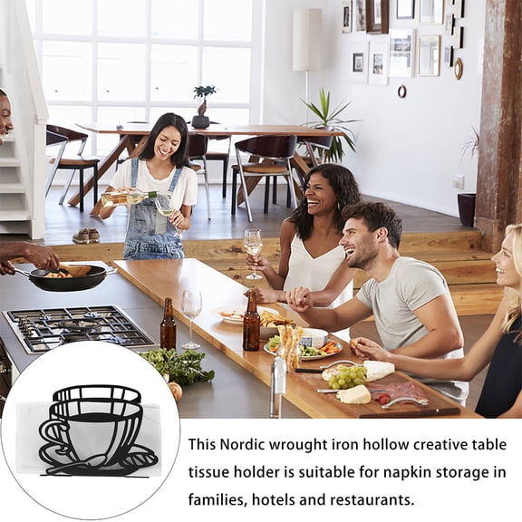 Homoyoyo Black Metal Napkin Holder Stand for Kitchen Table, Modern Design Napkin Organizer with Fine Workmanship