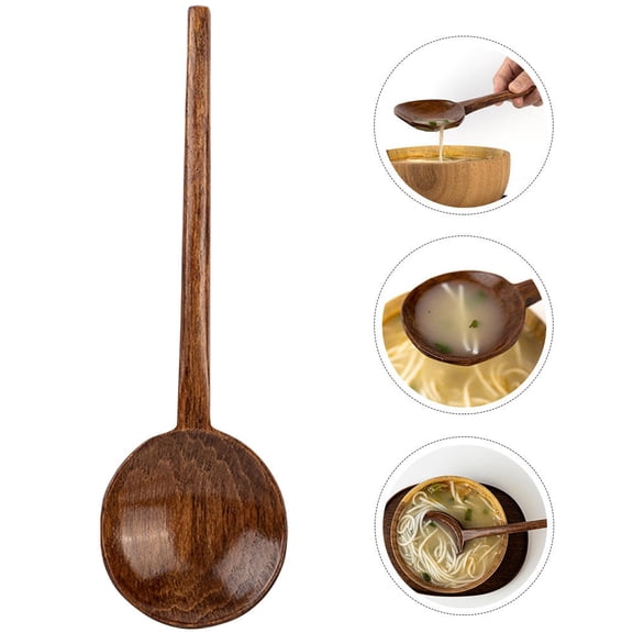 Homoyoyo Portable Wooden Ramen Noodle Spoon Turtle Shell Shape Brown Kitchen Utensil 1 Piece