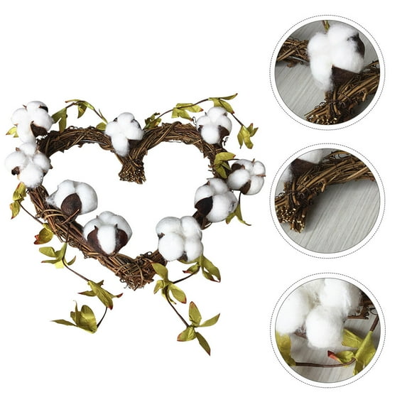 Homoyoyo 1Pack Gar Decoration Heart Shaped Cotton Wreath White for Decor