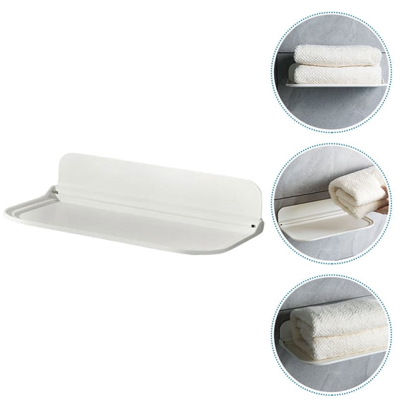 Homoyoyo Foldable Floating Bathroom Shelf 1 Set White Rectangular PP Storage Organizer 11.79 x 7.86 x 0.39 inches