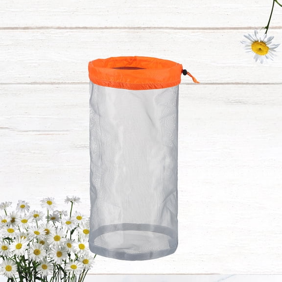 Homoyoyo Orange Mesh Drawstring Bag for Travel Storage Portable Lightweight Net Pouch for Outdoor Sports and Gym Use