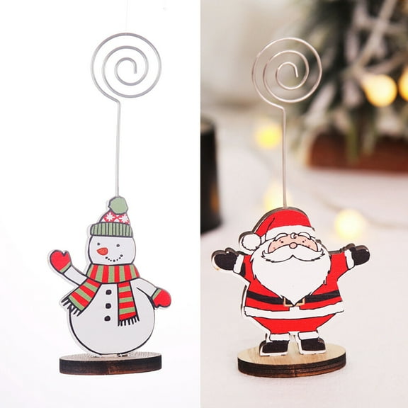 Homoyoyo 1 Set Christmas Photo Clip Holder with Flat Base, Wood Card and Photo Display, 11.8 x 1.2 x 6.4 inches