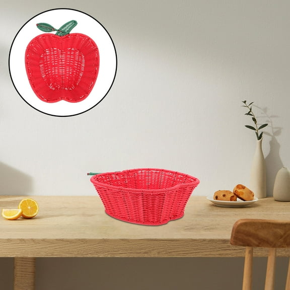 Homoyoyo Appleshape Wicker Storage Basket for Tabletop Decoration 1Pack