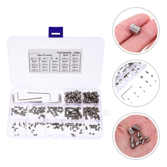 Homoyoyo 1Set Stainless Steel Socket Grub Screws Hexagon Drive for Secure Fixing