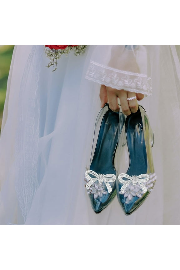 Rhinestone Shoe Clips Elegant Bow for Party Decor 2Pairs