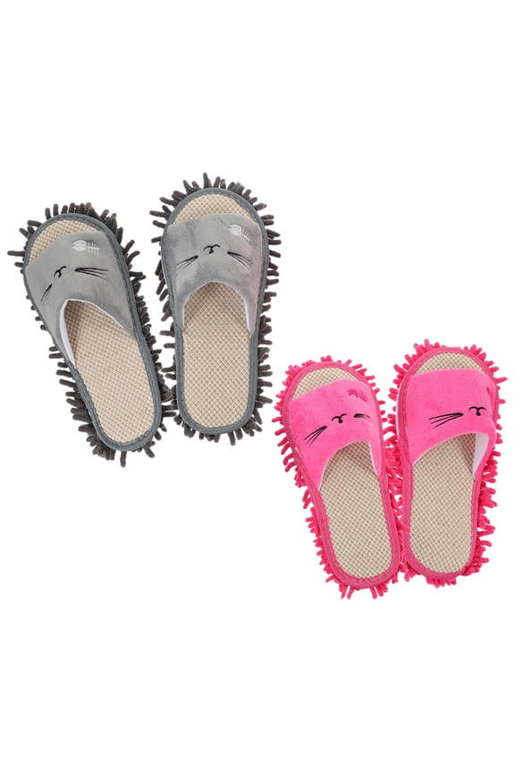 2 Pairs Reusable Floor Cleaning Mop Slippers, Comfortable and Cleaning Shoes, Assorted Colors for Home Use