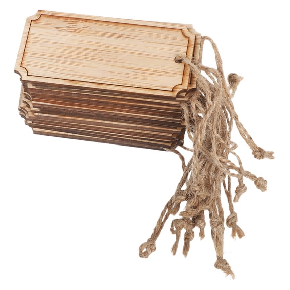 Homoyoyo 20pcs Khaki Bamboo Plant Tags Decorative Hanging Labels for Garden with Ropes and Weather Resistance