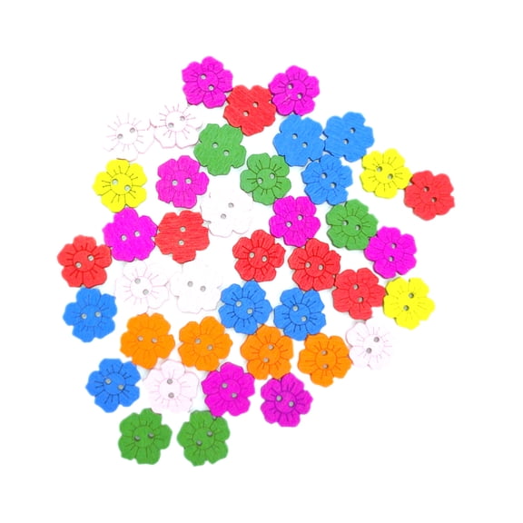 Homoyoyo 200Pcs Assorted Color Flower Shape Wooden Buttons for Sewing Crafts Decorative Buttons
