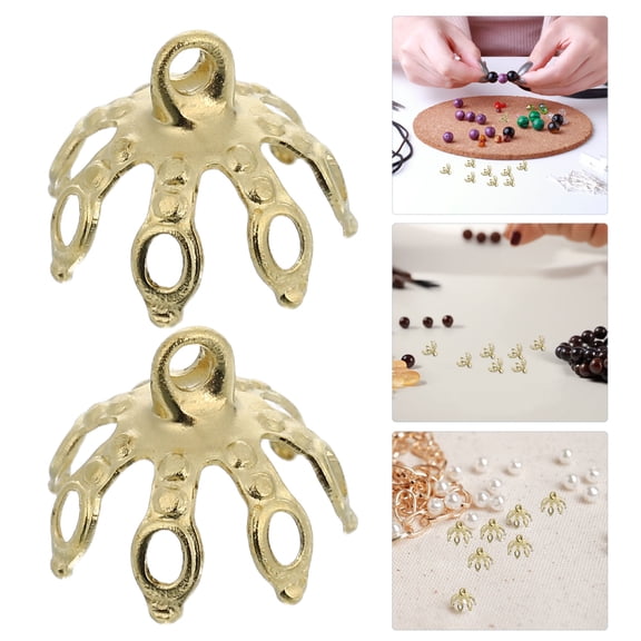 Homoyoyo Pure Copper Flower Caps Golden Metal End Caps for Decoration