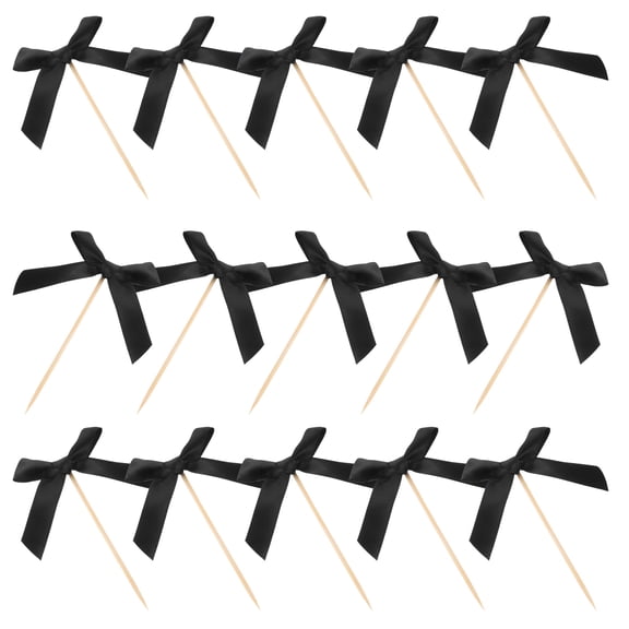 Homoyoyo Bow Cake Toppers Black Fabric Bows for Elegant Cupcake Decorations 20Pcs