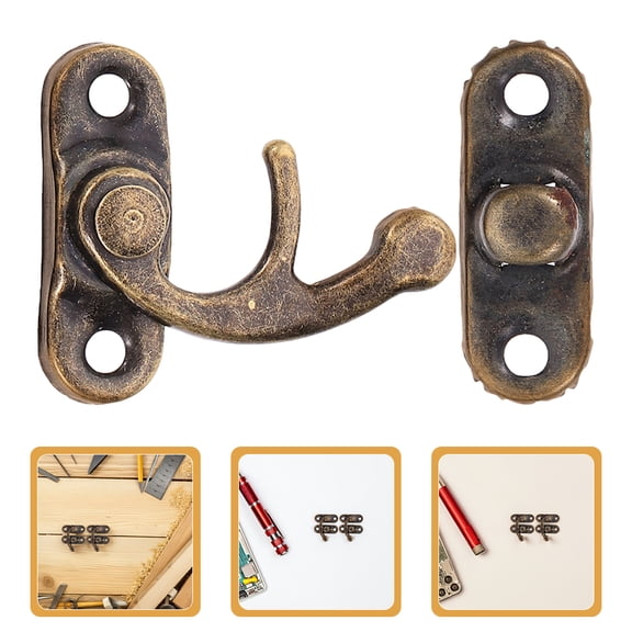 Homoyoyo 20Pcs Small Box Latch Hooks Iron for DIY Cabinets and Wooden Box Decorative Use