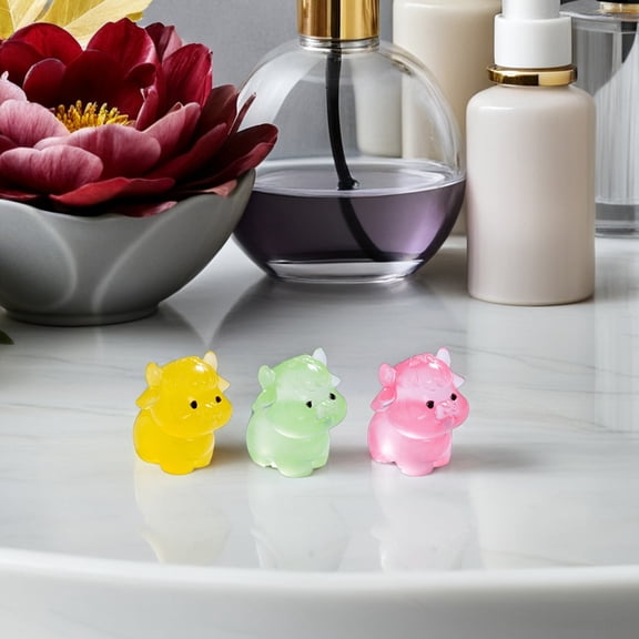 Homoyoyo Glow-in-the-Dark Resin Cow Figurines 24 Pcs Tiny Animal Decorations for Home and Office Decor
