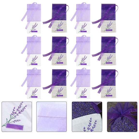 Homoyoyo 24Pcs Lavender Scented Sachets with Ribbon Organza Pouches for Storage