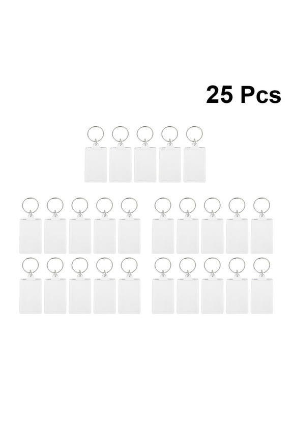 Clear Acrylic Photo Frame Keychain 25pcs Set Transparent Key for