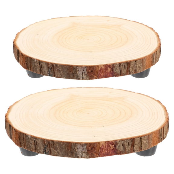 Homoyoyo 2Pcs Wooden Plant Stands Brown Round Pedestal for Home Decor Wedding Centerpieces