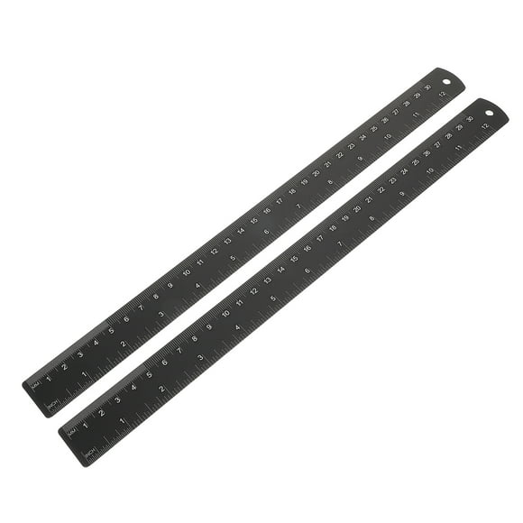 Homoyoyo 2Pack Measuring Ruler Metal Black Straight Edge Ruler For Woodworking Tools Professional Projects