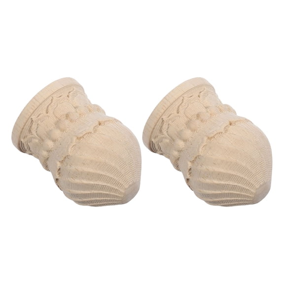 Homoyoyo 2-Pack Hand Carved Pineapple Wood Finials Unfinished Round Decorative Post Caps Beige for Fence Deck Stair