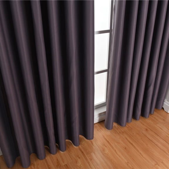 Homoyoyo 2Pcs Window Curtain for Home Living Room Dark Grey Decorative Blackout Curtain