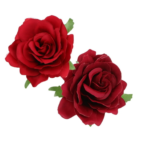 Homoyoyo 2Pcs Red Rose Hairpin Floral Hair Clip with Alligator Clip for Dress Decoration and Special Occasions