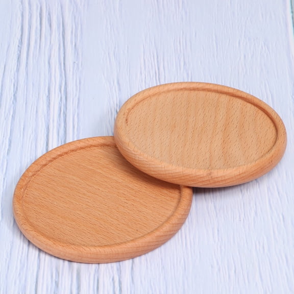 Homoyoyo Multipurpose Wooden Coaster Beige Safe Insulation Pad for Home 2Pcs