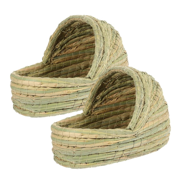 Homoyoyo 2Pcs Egg Nest Design Chicken Coop Natural Straw for Breeding and Resting 11X8.7X7.1in