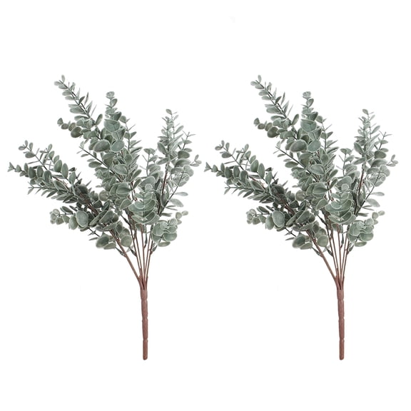 Homoyoyo 2-Pack Artificial Eucalyptus Stems with Green Plastic Leaves for Home Decoration and Floral Arrangement Supplies