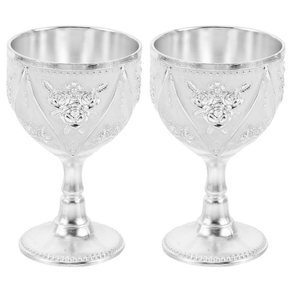 Homoyoyo 2Pcs European Style Silver Whisky Goblets for Party and Home