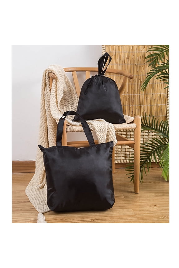 2-Pack Reusable Grocery Bags, Portable Dirt-Resistant Black Shopping Pouches for Adults, and