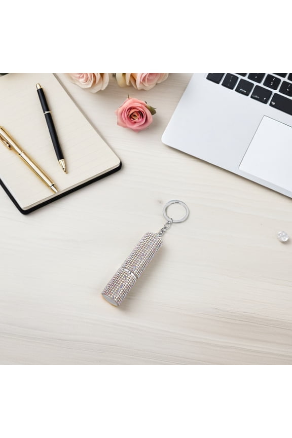 2-Pack Perfume Bottle Keychain with Rhinestone Design, Metal Refillable Travel Accessory for Women and Men