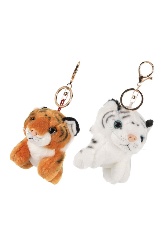 2Pcs Cute Tiger Plush Keychain Soft Animal Bag Charm Pendant for Purse Backpack