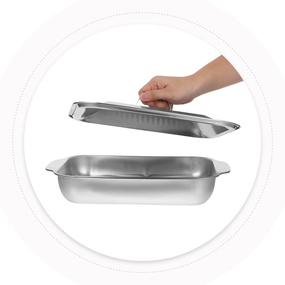 Homoyoyo Stainless Steel Fish Baking Plate with Deep Tray, Non-Stick Fish Grill Pan for Oven and BBQ, 1 Set