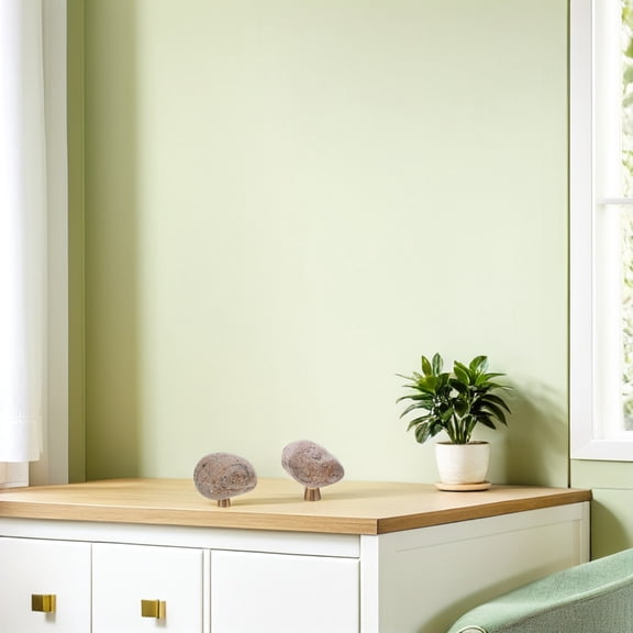 Homoyoyo 2-Pack Boho Stone Cabinet Knobs with Vintage Brass Base for Drawers and Furniture Handles