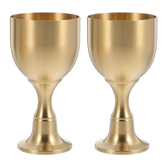 Homoyoyo 2Pcs Vintage Brass Wine Goblet Cups Set for Parties, Weddings, Celebrations, and Special Events