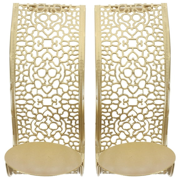 Homoyoyo 2-Pack Hanging Tealight Holders Wall Sconce Candle Holder Golden Iron Decorative Indoor Outdoor