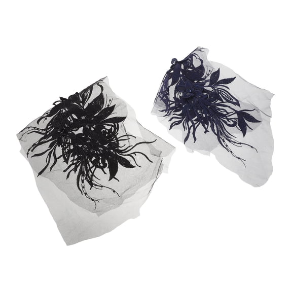 Homoyoyo Embroidered Lace Appliques Lightweight Mesh Nylon Fabric for Sewing Craft Decoration 2 Pieces