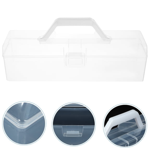 Homoyoyo Transparent Plastic Storage Box for Art Supplies and Brushes, 2 Pieces, PP Organizer Container