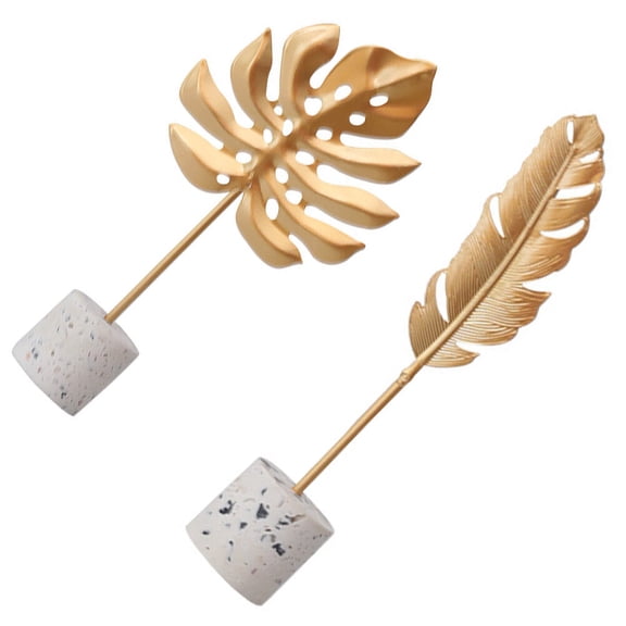 Homoyoyo 2-Pack Artificial Khaki Monstera Leaf Decorations with Iron Frame and Base for Home and Office