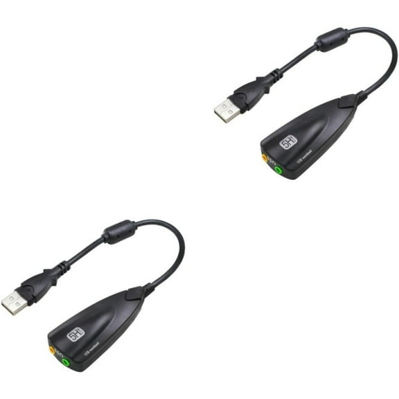Homoyoyo 2pcs Soundcard Stereo Headphone Adapter Black Color Alternative Sound Card USB Stereo Adapter Sound Cards Computer Sound Card Stereo Sound Audio Adapter with Line 5hv2 External