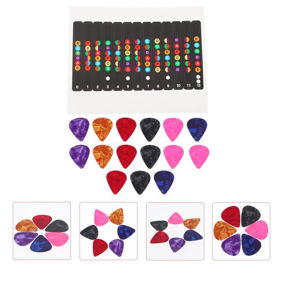 Homoyoyo Guitar Picks and Stickers Set, Assorted Colors, PVC Material, 3 Sets for Beginner and Intermediate Guitar Players